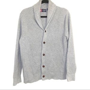 Chaps Grey Button Down Collar Sweater Cardigan